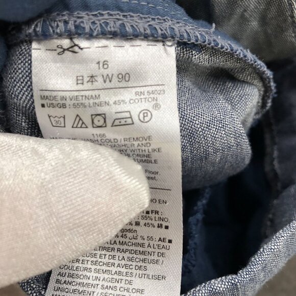 Gap City 3'' Short Womens 16 Linen Cotton Chambray Blue Flat Front - Picture 9 of 10
